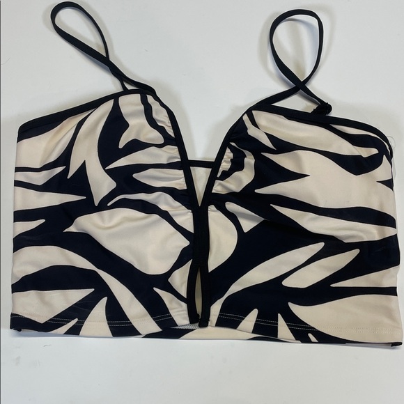 Sanctuary Other - Sanctuary Zebra Print Bikini Top Womens Size L Black Cream